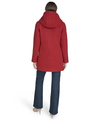 Tommy Hilfiger Women's Hooded Button-front Coat, Created For Macy's In Red