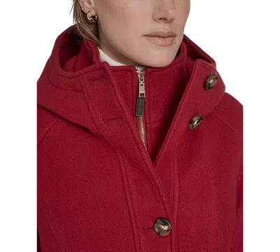 Tommy Hilfiger Women's Hooded Button-front Coat, Created For Macy's In Red
