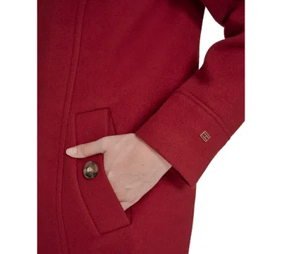 Tommy Hilfiger Women's Hooded Button-front Coat, Created For Macy's In Red