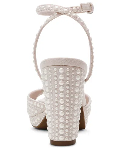 Anne Klein Women's Vanna-p Embellished Block Heel Dress Sandals In White