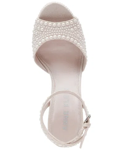 Anne Klein Women's Vanna-p Embellished Block Heel Dress Sandals In White