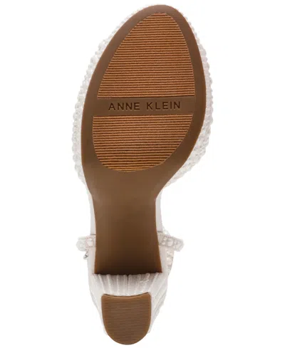 Anne Klein Women's Vanna-p Embellished Block Heel Dress Sandals In White