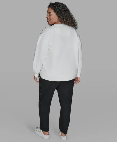 Karl Lagerfeld Plus Size Eiffel Tower Crewneck Fleece Sweatshirt In White