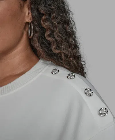 Karl Lagerfeld Plus Size Eiffel Tower Crewneck Fleece Sweatshirt In White