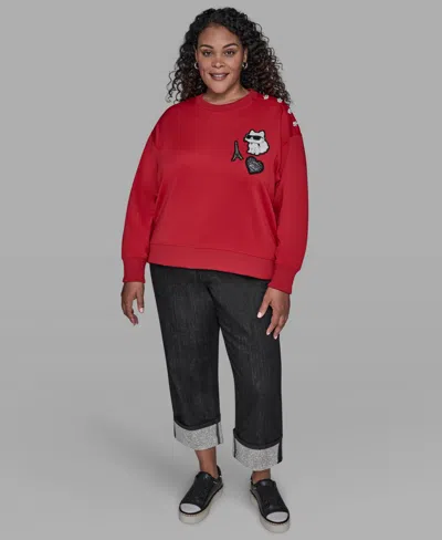 Karl Lagerfeld Plus Size Patches Sweatshirt In Red