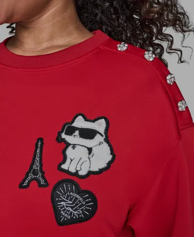 Karl Lagerfeld Plus Size Patches Sweatshirt In Red