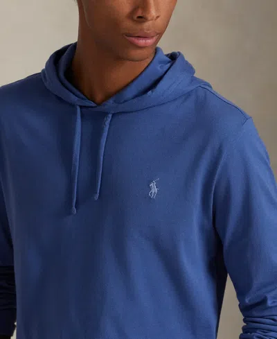 Polo Ralph Lauren Long Sleeve Cotton Jersey Hooded T-shirt In Blue