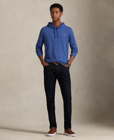 Polo Ralph Lauren Long Sleeve Cotton Jersey Hooded T-shirt In Blue