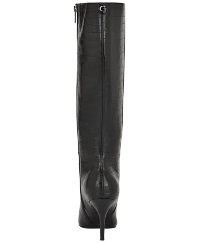 Guess Womens Gressa Tall Pointed Toe Stiletto Boots Regular Wide Calf In Black