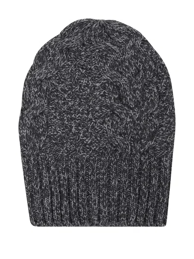 Ermanno Scervino Cozy Cable Knit Hat With Ribbed Hem In Gray