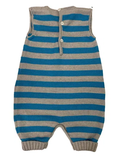 Little Bear Striped-pattern Sleeveless Romper In Multi