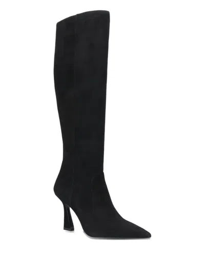 Stuart Weitzman Knee-high Boots With Pointed Toe And Curved Heel In Black