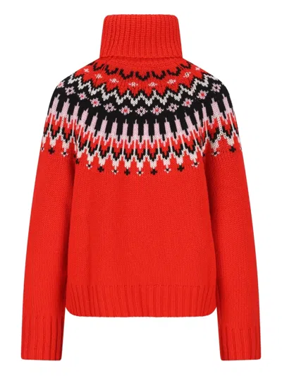 Bogner Patterned Roll-neck Sweater In Red