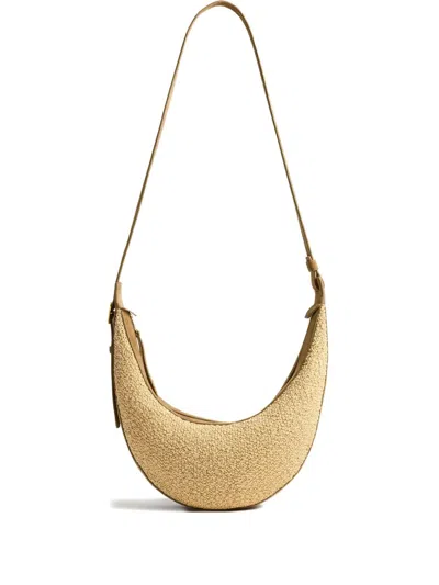 Khaite Augustina Small Raffia And Suede Crossbody Bag In Neutral