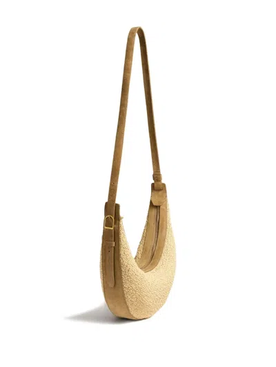 Khaite Augustina Small Raffia And Suede Crossbody Bag In Neutral