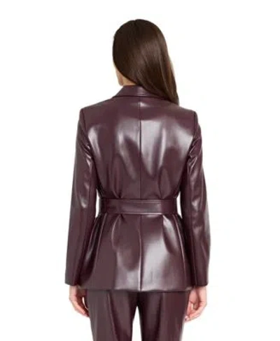 Tahari Asl Womens Long Sleeve Belted Jacket Mid Rise Full Length Pants In Brown