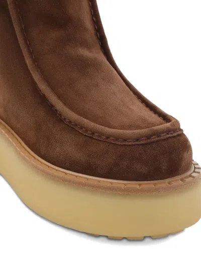 Prada Suede Shearling Ankle Boots In Brown