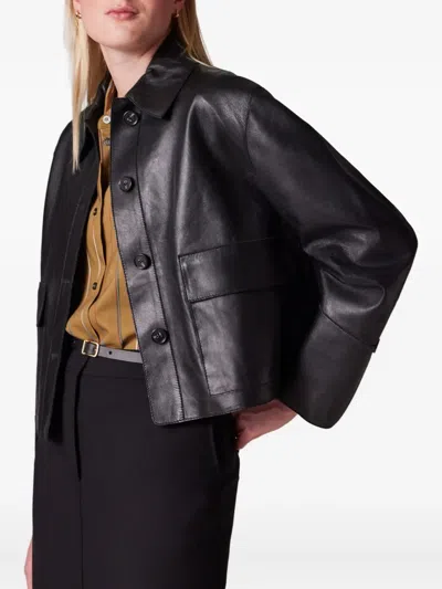 Paul Smith Buttoned Leather Jacket In Black