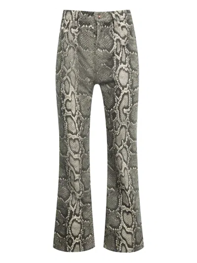 Gabriela Hearst Womens Greyscale Ezra Snake-pattern Bootcut Denim Jeans In Gray