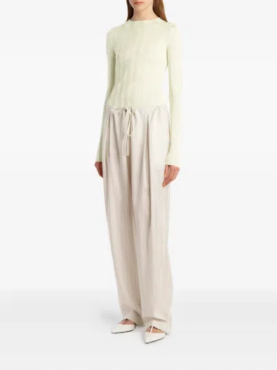 Khaite Cosette Ribbed-knit Top In Yellow