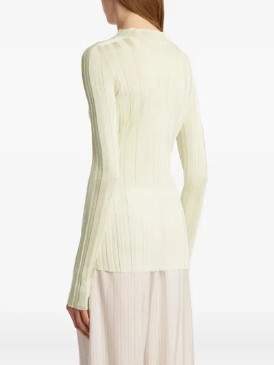 Khaite Cosette Ribbed-knit Top In Yellow