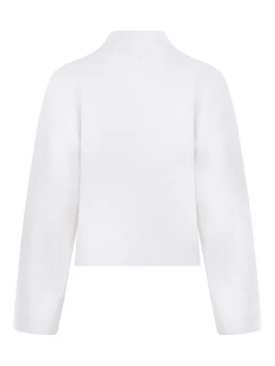 Fabiana Filippi Merino Wool Cropped Turtle Neck Sweater In White