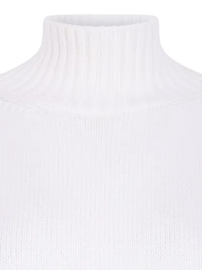 Fabiana Filippi Merino Wool Cropped Turtle Neck Sweater In White