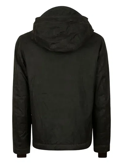 Ceccarelli Buttoned Hooded Jacket In Brown