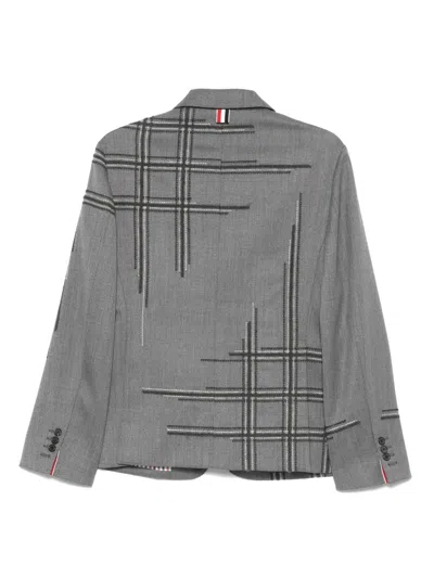 Thom Browne Deconstructed Blanket-stitch Blazer In Gray
