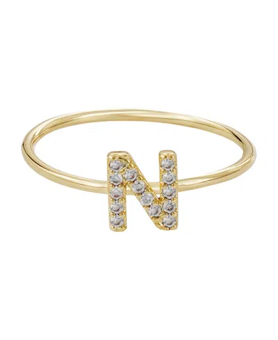 Adornia Gold Cubic Zirconia Pave Initial Ring A Sz 6 In Gold