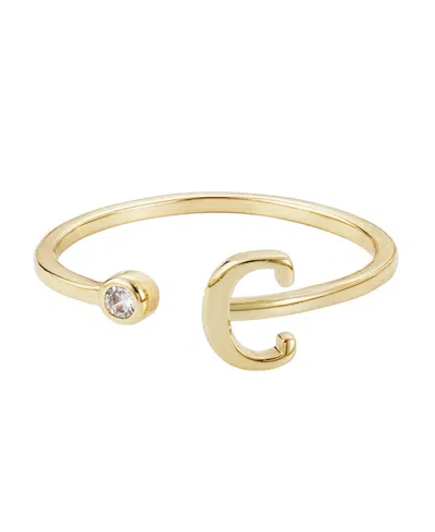 Adornia Gold Adjustable Cubic Zirconia Initial Ring In Gold