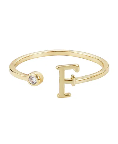 Adornia Gold Adjustable Cubic Zirconia Initial Ring In Gold