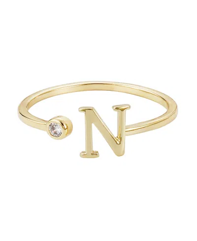 Adornia Gold Adjustable Cubic Zirconia Initial Ring In Gold