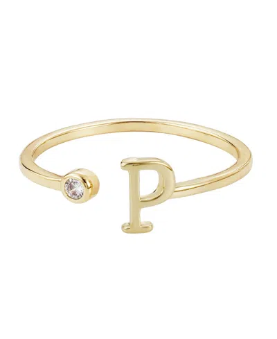 Adornia Gold Adjustable Cubic Zirconia Initial Ring In Gold