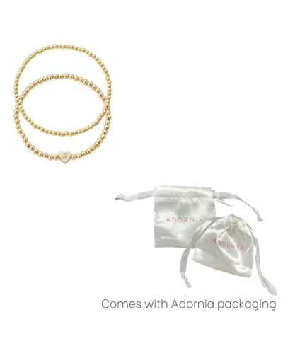 Adornia Gold Ball Bead Initial Bracelet Set In Gold