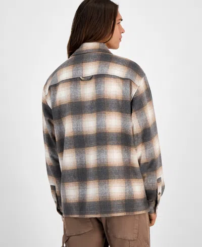 Guess Men's Long Sleeve Check Button-front Overshirt In Gray