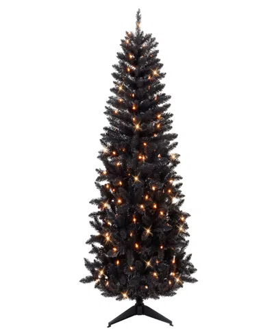 Puleo 7' Pre-lit Artificial Carson Pine Tree In Black