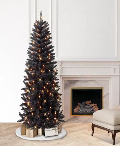 Puleo 7' Pre-lit Artificial Carson Pine Tree In Black