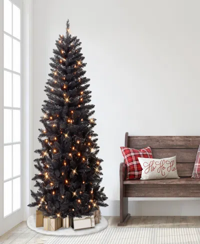 Puleo 7' Pre-lit Artificial Carson Pine Tree In Black
