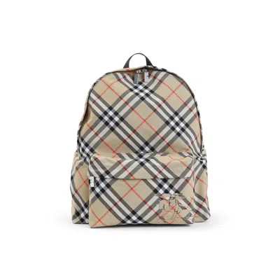 Burberry Check Pattern Backpack With Front Pocket In Multi