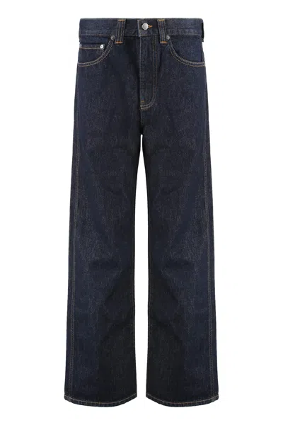 Khaite Womens Benson Bonnie Straight-leg Denim-blend Jeans In Blue