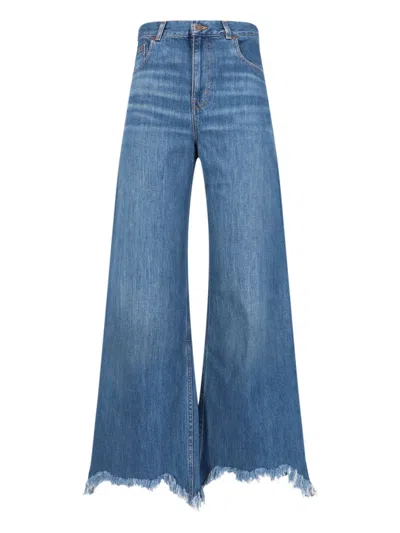 Chloé High-rise Wide-leg Raw-hem Denim Trousers In Night Blue