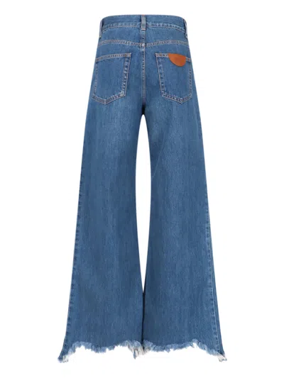 Chloé High-rise Wide-leg Raw-hem Denim Trousers In Night Blue