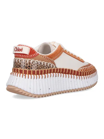 Chloé Nama Mixed Leather Low-top Platform Sneakers In Multi
