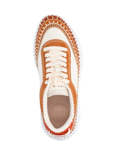 Chloé Nama Mixed Leather Low-top Platform Sneakers In Multi