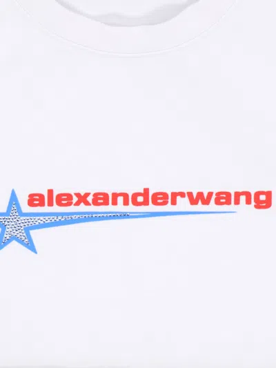 Alexander Wang Crystal Hotfix Star Jersey T-shirt In White