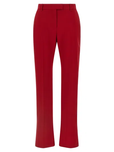 Alexander Mcqueen Stretch Wool Gabardine Trousers In Red