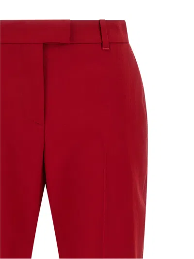 Alexander Mcqueen Stretch Wool Gabardine Trousers In Red