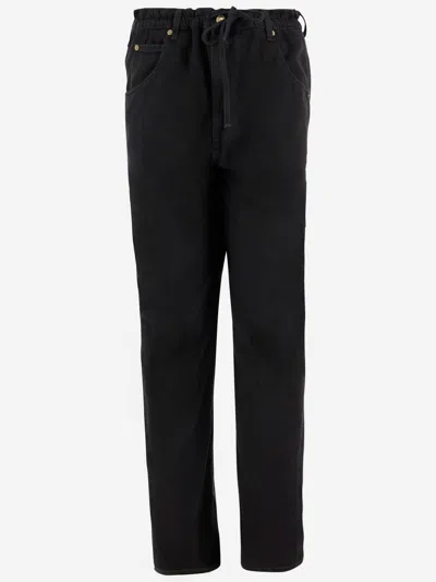 Darkpark Iris Cotton And Lyocell Trousers With Drawstring In Black