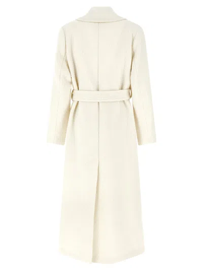 Pinko Single-breasted Coat With Belt In Neutral